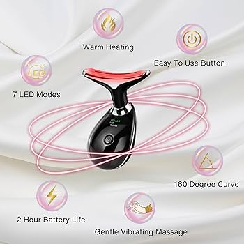 led facial & neck massager with hot compress, high frequency vibration & 3 color light modes – skin tightening & anti aging device led facial & neck massager with hot compress, high frequency vibration & 3 color light modes – skin tightening & anti aging device