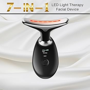 led facial & neck massager with hot compress, high frequency vibration & 3 color light modes – skin tightening & anti aging device led facial & neck massager with hot compress, high frequency vibration & 3 color light modes – skin tightening & anti aging device