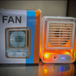 portable mini air cooler fan with led light & humidifier spray – usb rechargeable